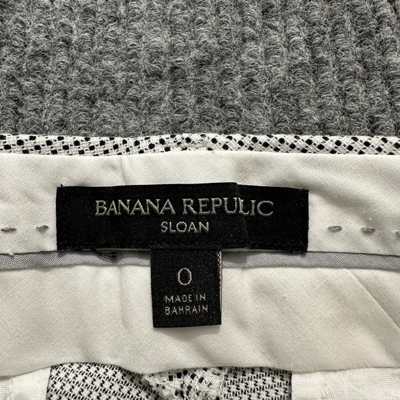 Banana Republic Sloan Womens Pants Size 0 White Black Grid Dot Textured Low Rise - Picture 8 of 11